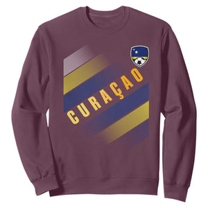 Curaçao Soccer Flag Stripe Jersey Style Sweatshirt Football Fans Pride Support