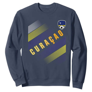 Curaçao Soccer Flag Stripe Jersey Style Sweatshirt Football Fans Pride Support