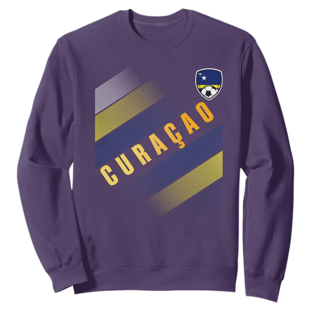 Curaçao Soccer Flag Stripe Jersey Style Sweatshirt Football Fans Pride Support