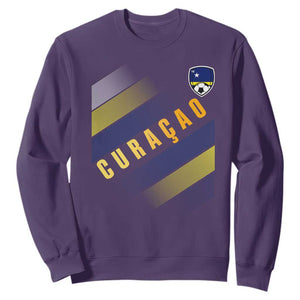 Curaçao Soccer Flag Stripe Jersey Style Sweatshirt Football Fans Pride Support