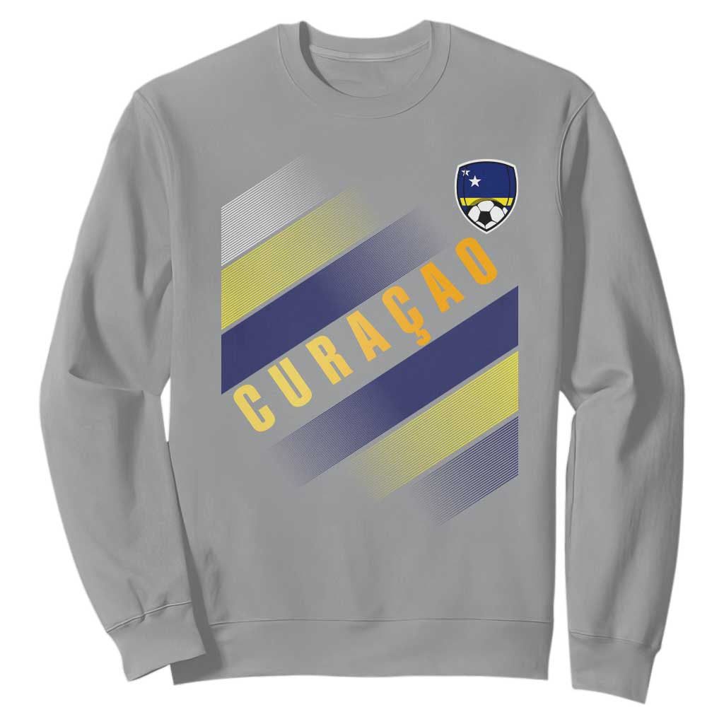 Curaçao Soccer Flag Stripe Jersey Style Sweatshirt Football Fans Pride Support