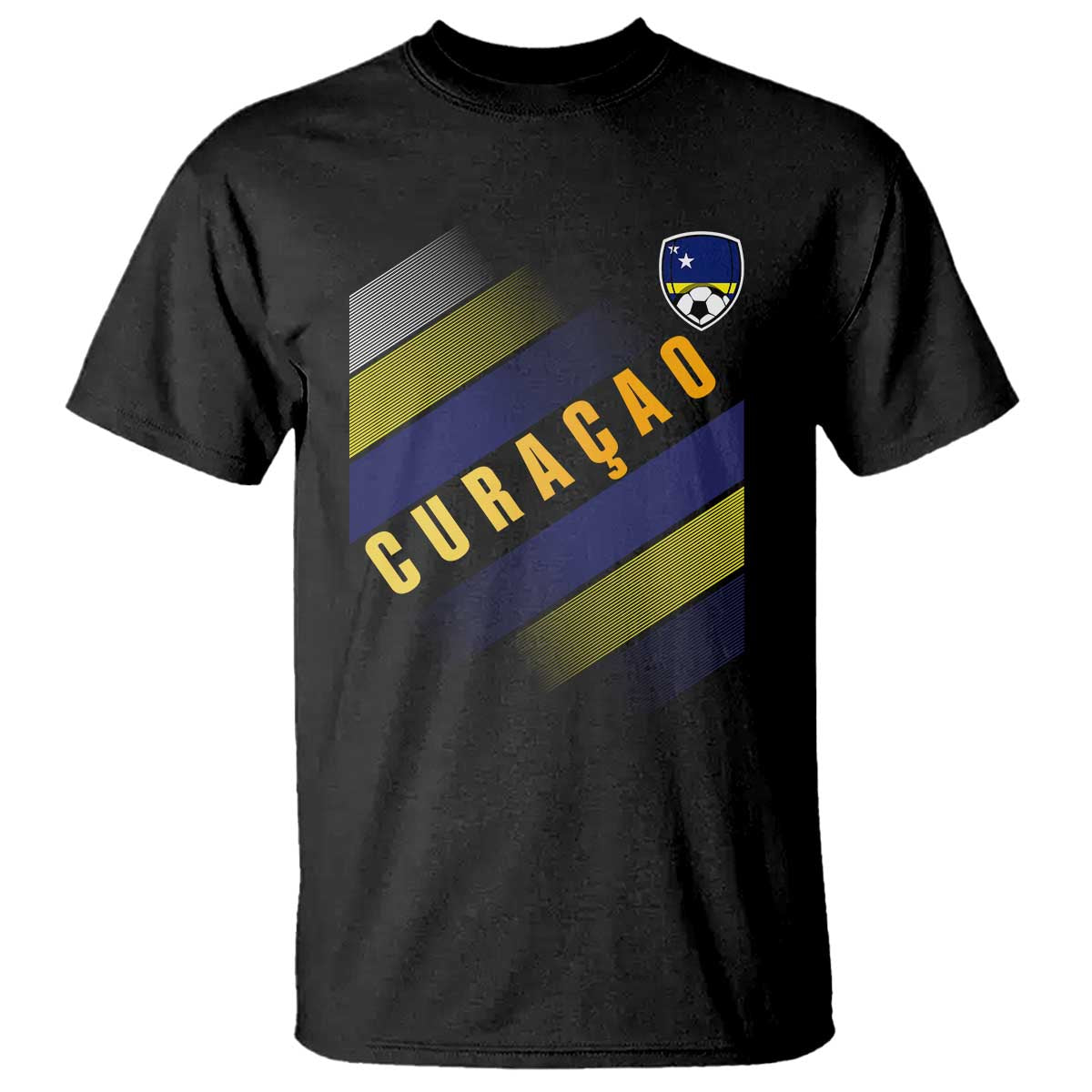 Curaçao Soccer Flag Stripe Jersey Style T Shirt Football Fans Pride Support