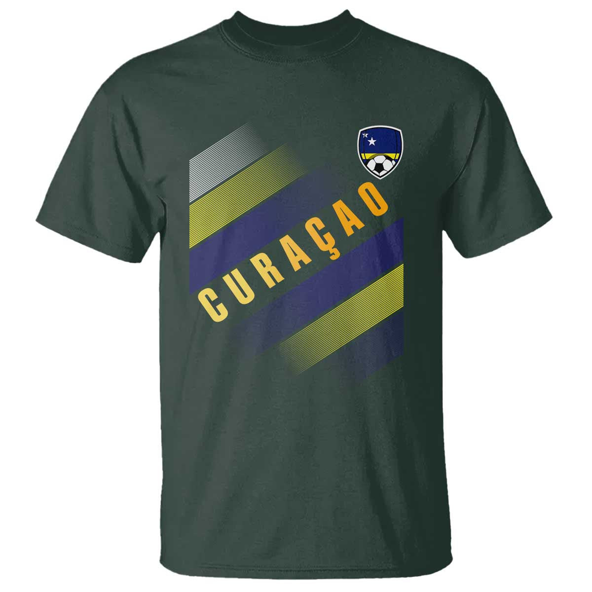 Curaçao Soccer Flag Stripe Jersey Style T Shirt Football Fans Pride Support