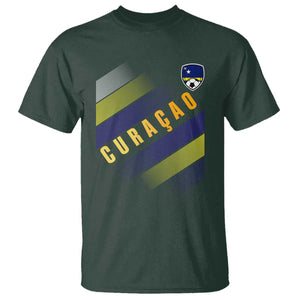 Curaçao Soccer Flag Stripe Jersey Style T Shirt Football Fans Pride Support