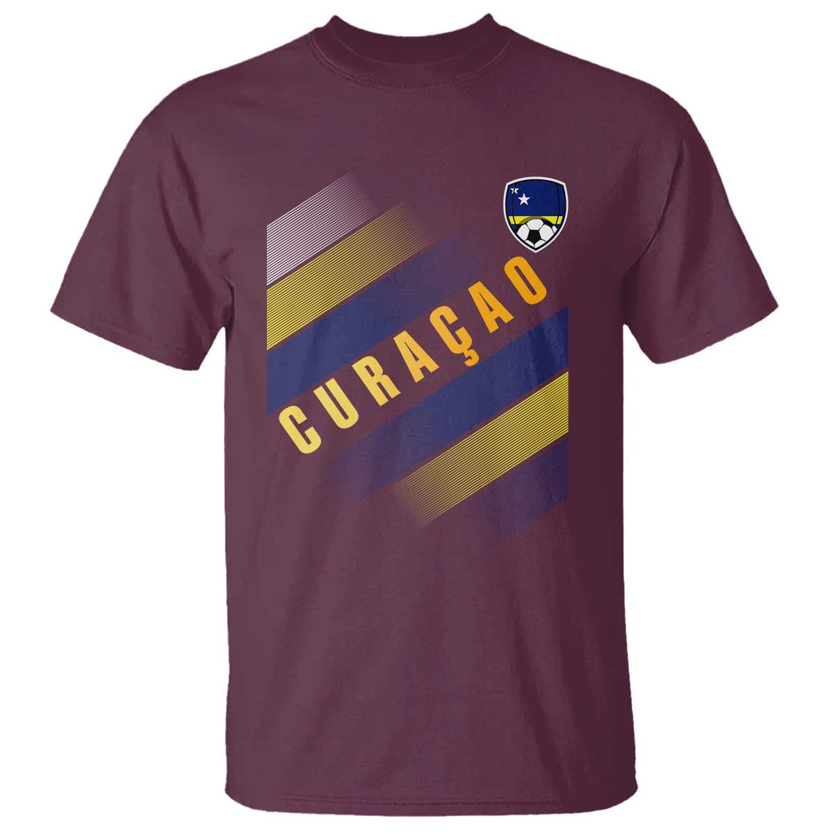 Curaçao Soccer Flag Stripe Jersey Style T Shirt Football Fans Pride Support