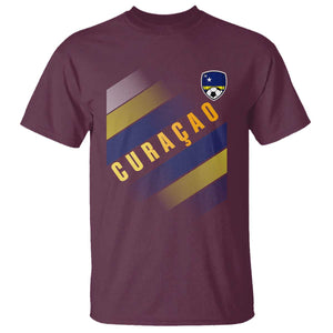 Curaçao Soccer Flag Stripe Jersey Style T Shirt Football Fans Pride Support