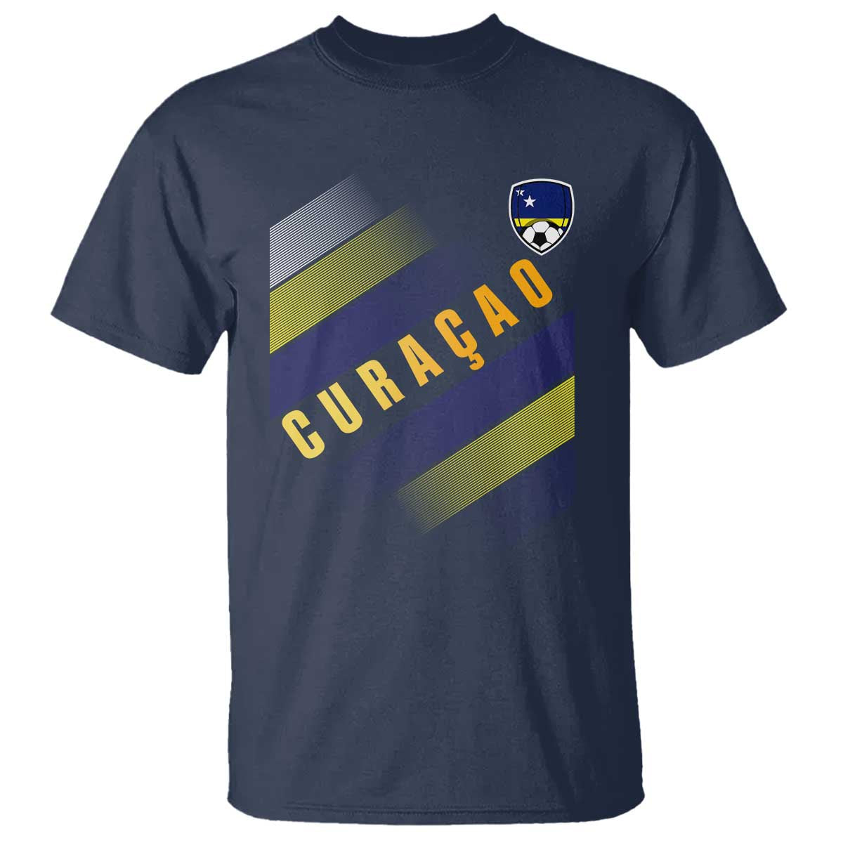 Curaçao Soccer Flag Stripe Jersey Style T Shirt Football Fans Pride Support