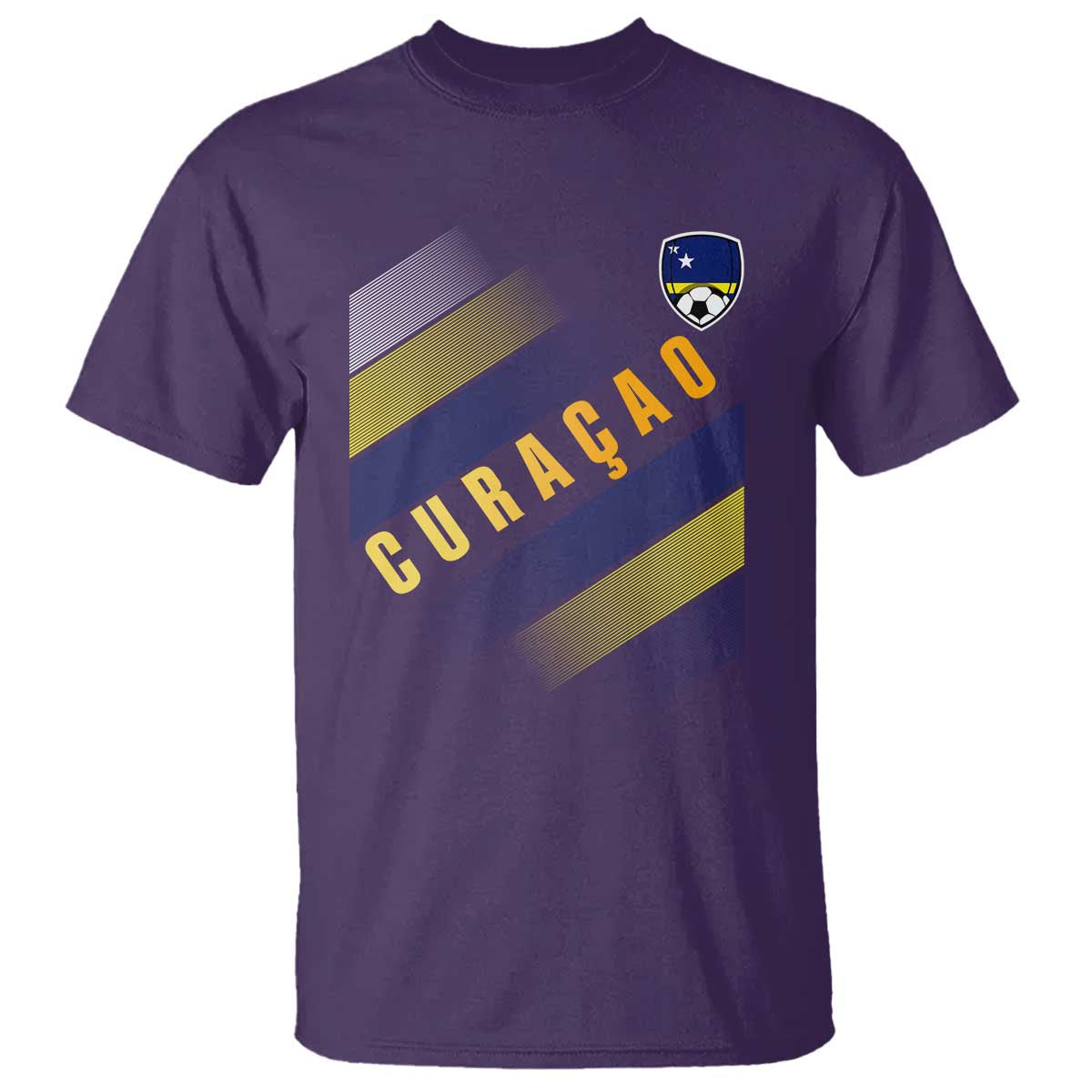 Curaçao Soccer Flag Stripe Jersey Style T Shirt Football Fans Pride Support