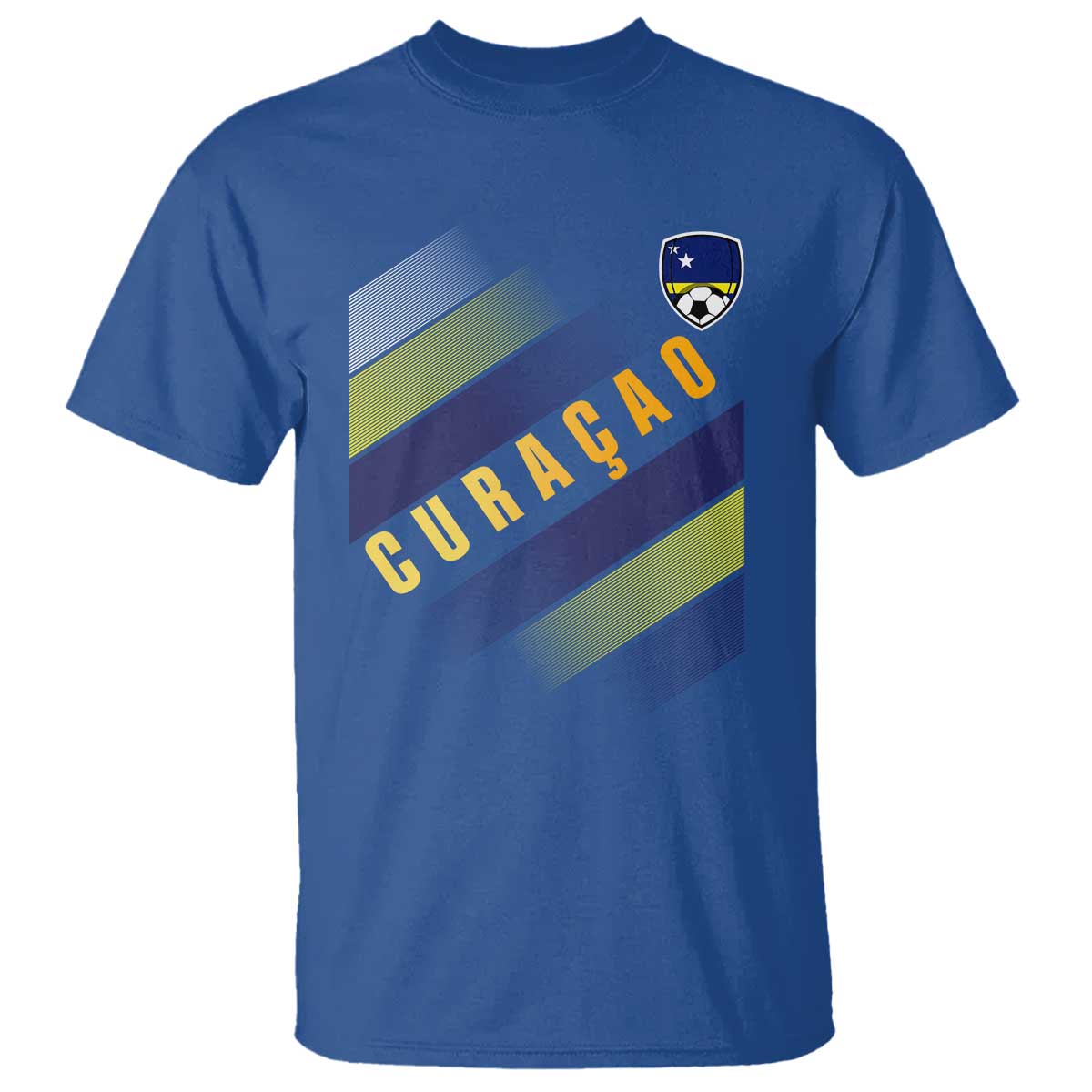Curaçao Soccer Flag Stripe Jersey Style T Shirt Football Fans Pride Support