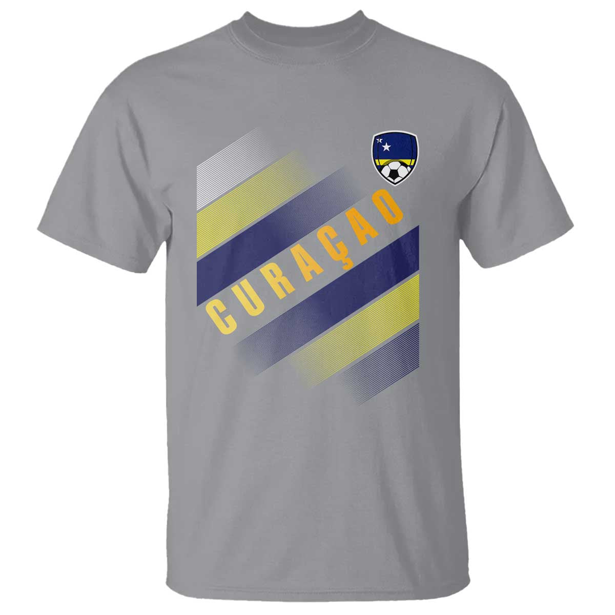 Curaçao Soccer Flag Stripe Jersey Style T Shirt Football Fans Pride Support