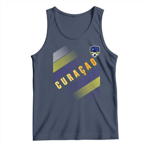 Curaçao Soccer Flag Stripe Jersey Style Tank Top Football Fans Pride Support