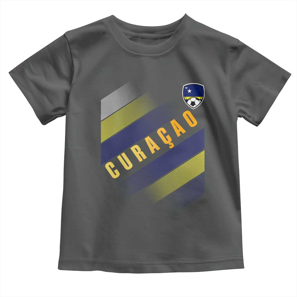 Curaçao Soccer Flag Stripe Jersey Style Toddler T Shirt Football Fans Pride Support