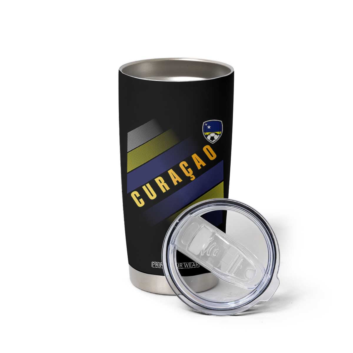 Curaçao Soccer Flag Stripe Jersey Style Tumbler Cup Football Fans Pride Support