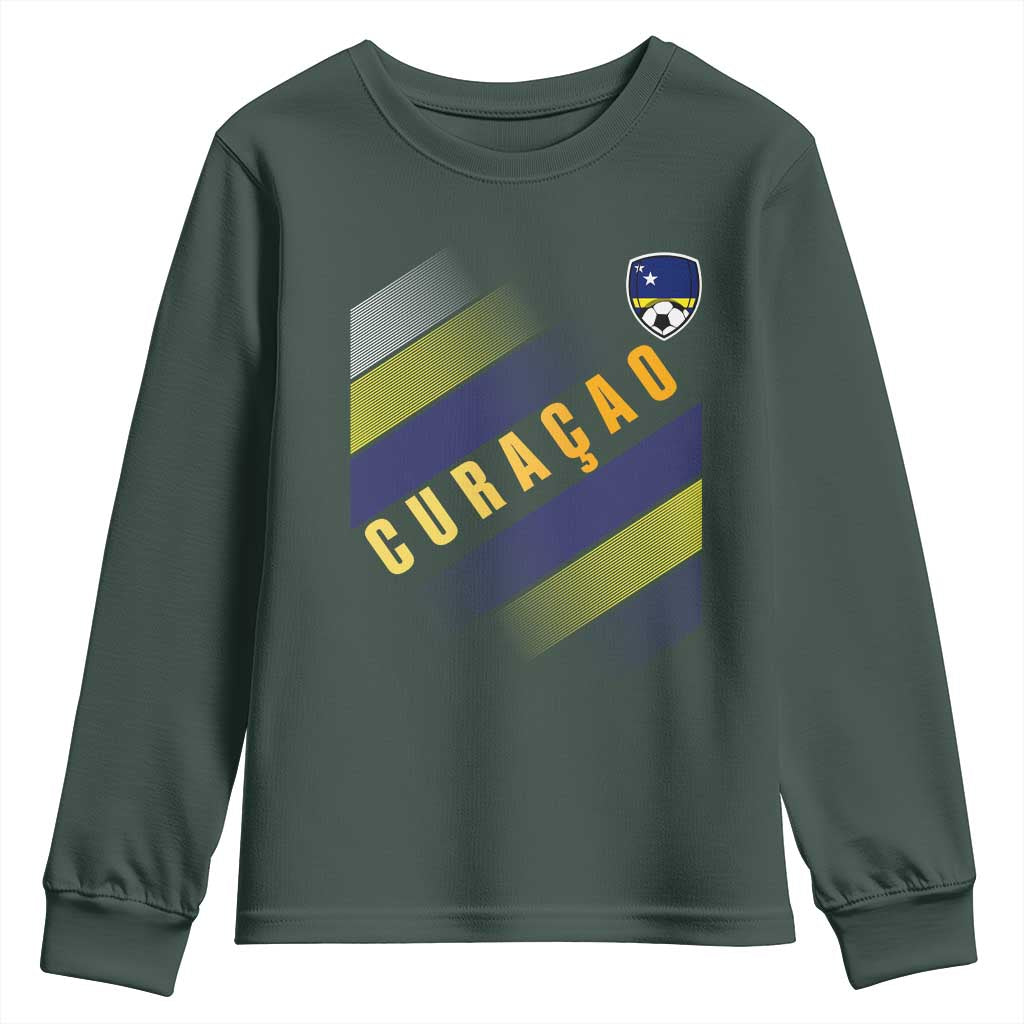 Curaçao Soccer Flag Stripe Jersey Style Youth Sweatshirt Football Fans Pride Support