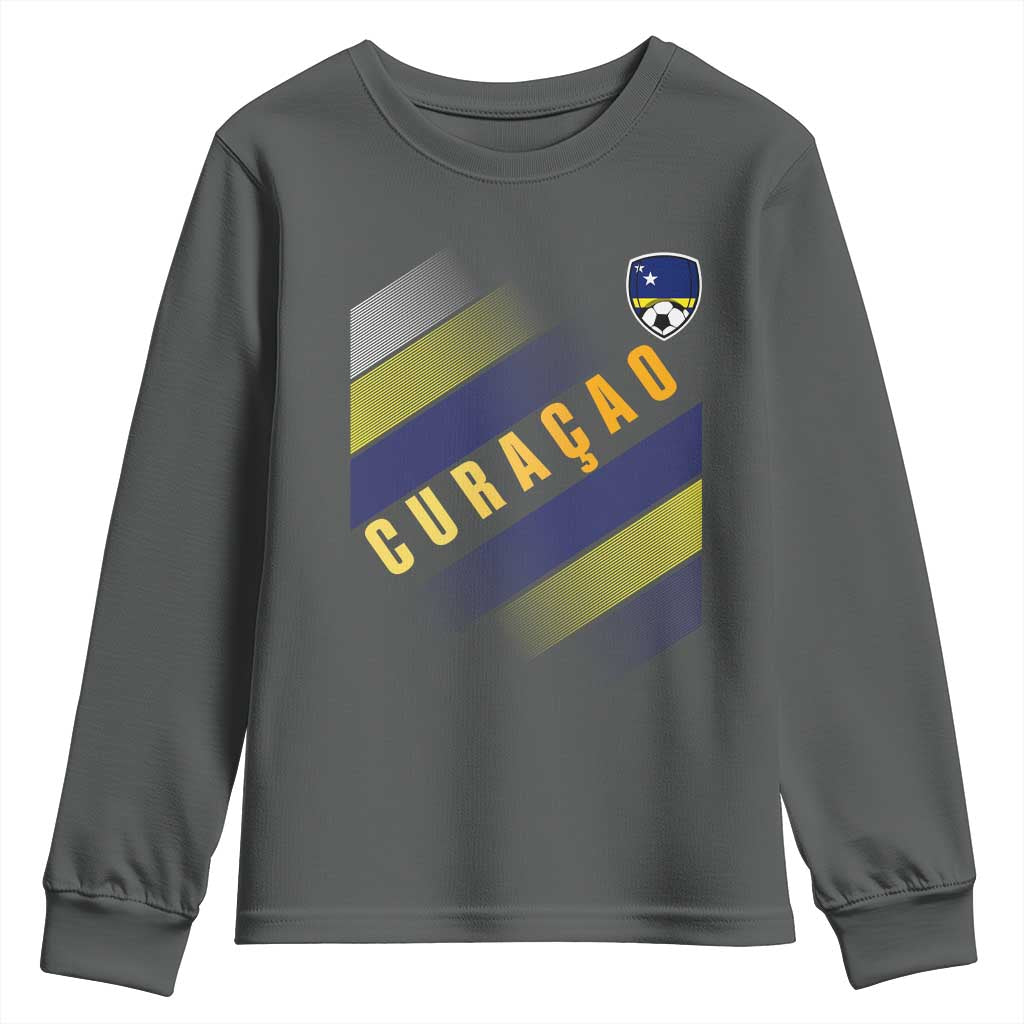 Curaçao Soccer Flag Stripe Jersey Style Youth Sweatshirt Football Fans Pride Support