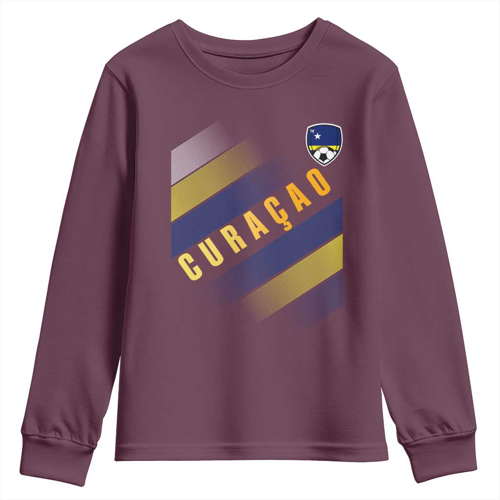 Curaçao Soccer Flag Stripe Jersey Style Youth Sweatshirt Football Fans Pride Support