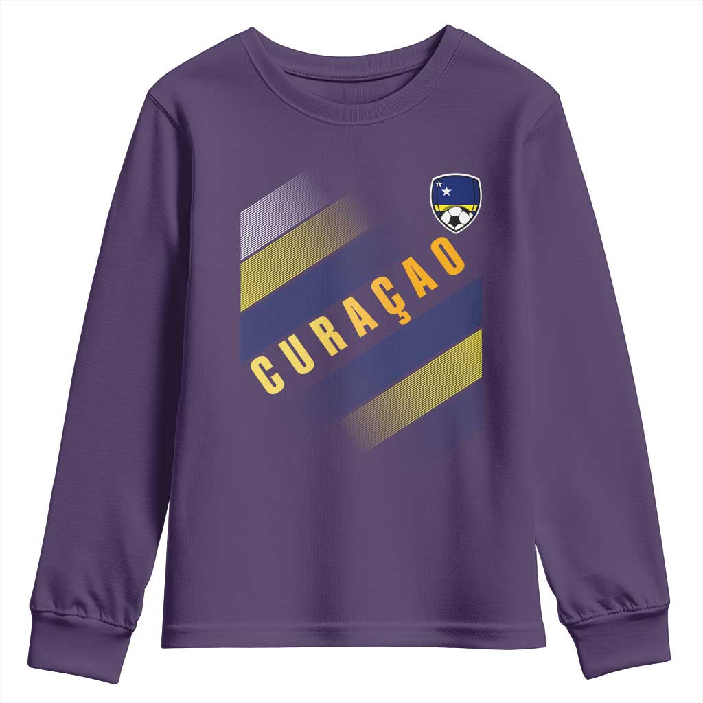 Curaçao Soccer Flag Stripe Jersey Style Youth Sweatshirt Football Fans Pride Support