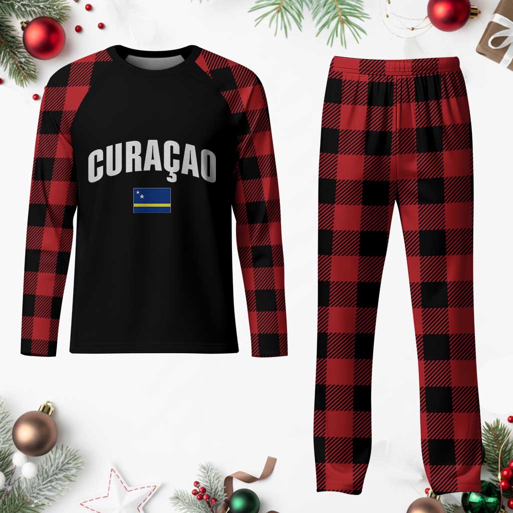Curaçao National Flag Classic Heritage Plaid Pajama Set Caribbean Pride Souvenir TS02 Buffalo Plaid Print Your Wear