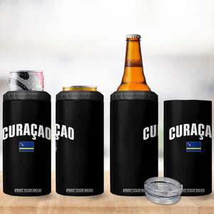 Curaçao National Flag Classic Heritage 4 in 1 Can Cooler Tumbler Caribbean Pride Souvenir