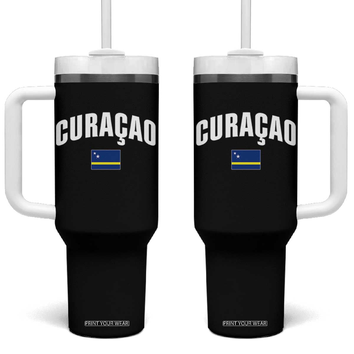 Curaçao National Flag Classic Heritage Tumbler With Handle Caribbean Pride Souvenir