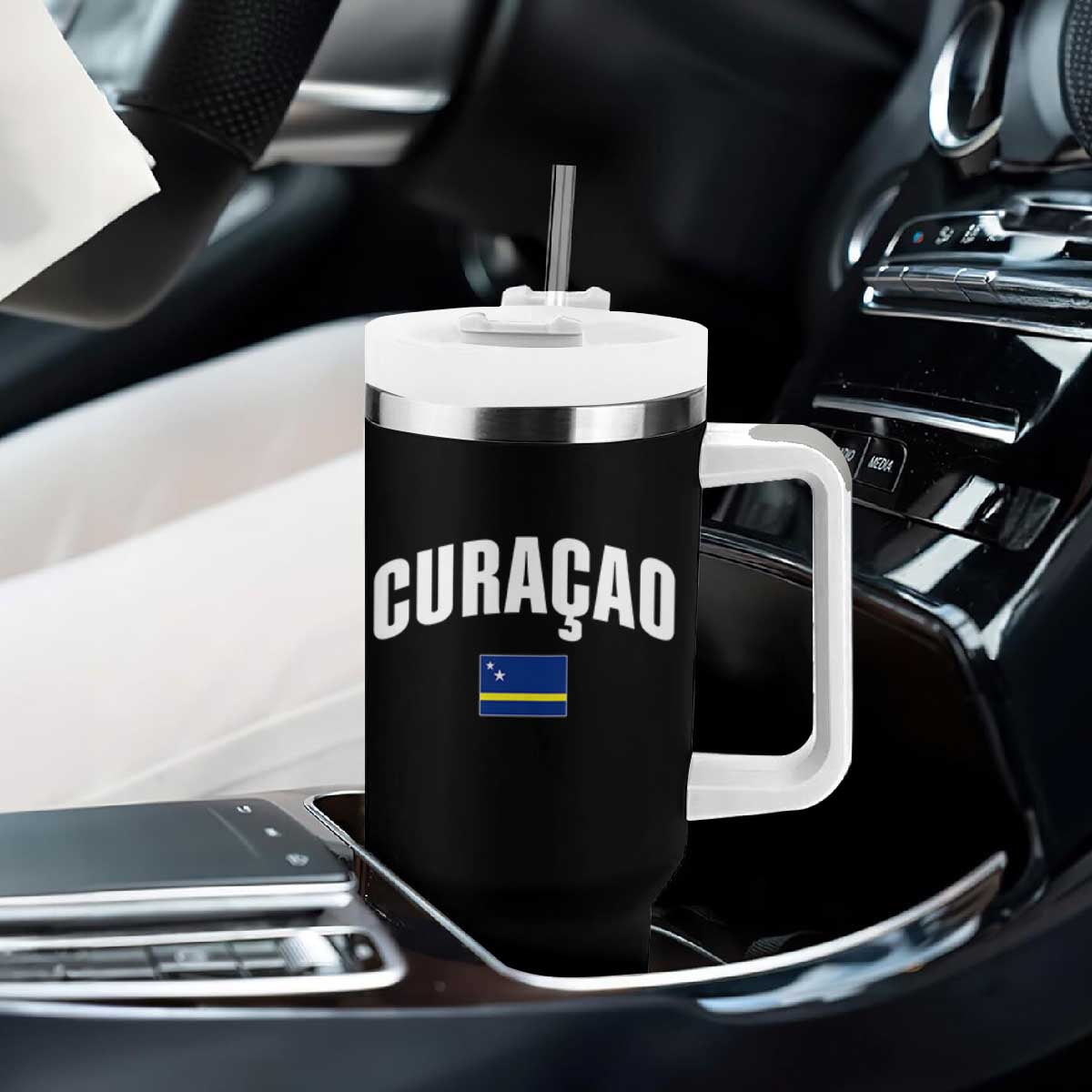 Curaçao National Flag Classic Heritage Tumbler With Handle Caribbean Pride Souvenir