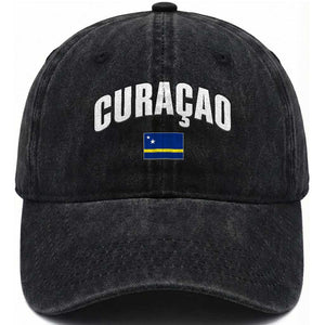 Curaçao National Flag Classic Heritage Washed Cotton Baseball Cap Caribbean Pride Souvenir