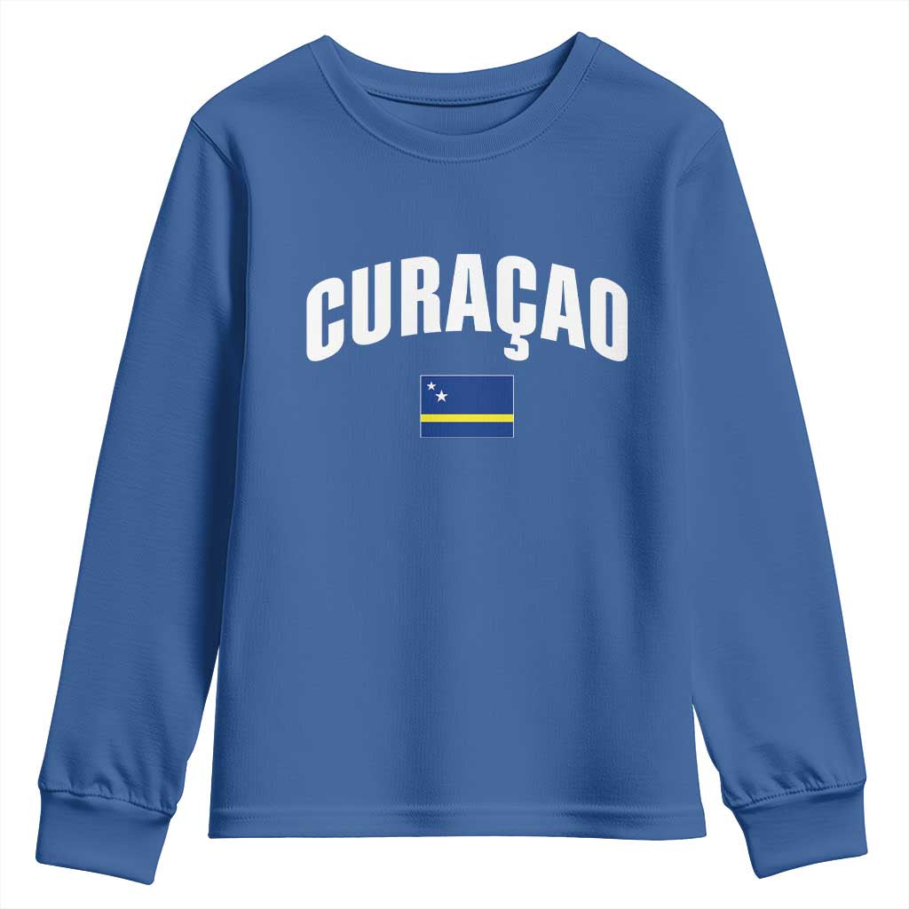 Curaçao National Flag Classic Heritage Youth Sweatshirt Caribbean Pride Souvenir TS02 Royal Blue Print Your Wear