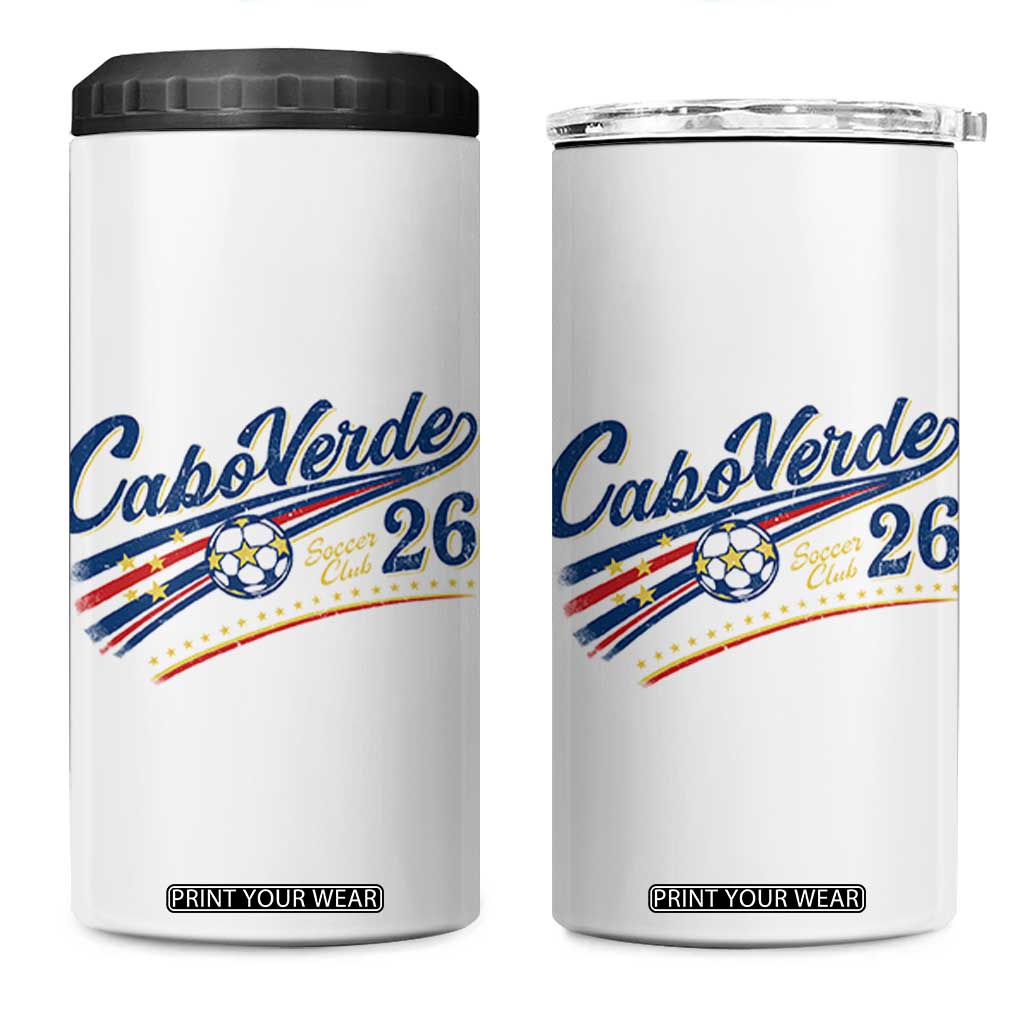 Cabo Verde Soccer Club 26 National Pride 4 in 1 Can Cooler Tumbler Cape Verde Football Fans Retro Sporty Est. 2026 TS02 One Size: 16 oz White Print Your Wear