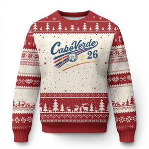 Cabo Verde Soccer Club 26 National Pride Ugly Christmas Sweater Cape Verde Football Fans Retro Sporty Est. 2026 TS02 Beige Red Print Your Wear