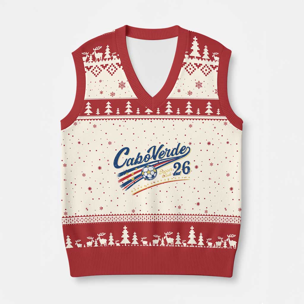 Cabo Verde Soccer Club 26 National Pride V-Neck Knit Sweater Vest Cape Verde Football Fans Retro Sporty Est. 2026