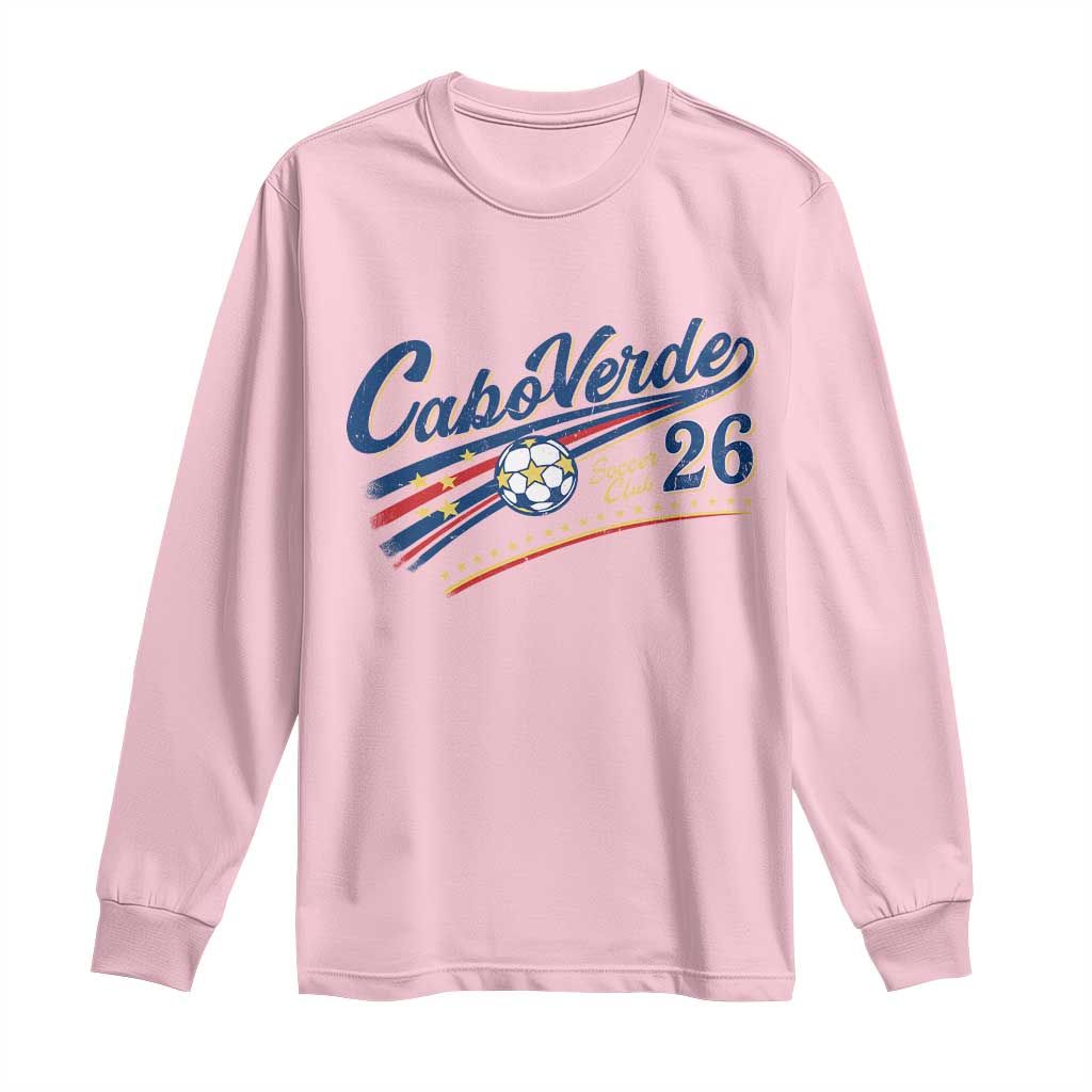 Cabo Verde Soccer Club 26 National Pride Long Sleeve Shirt Cape Verde Football Fans Retro Sporty Est. 2026 TS02 Light Pink Print Your Wear