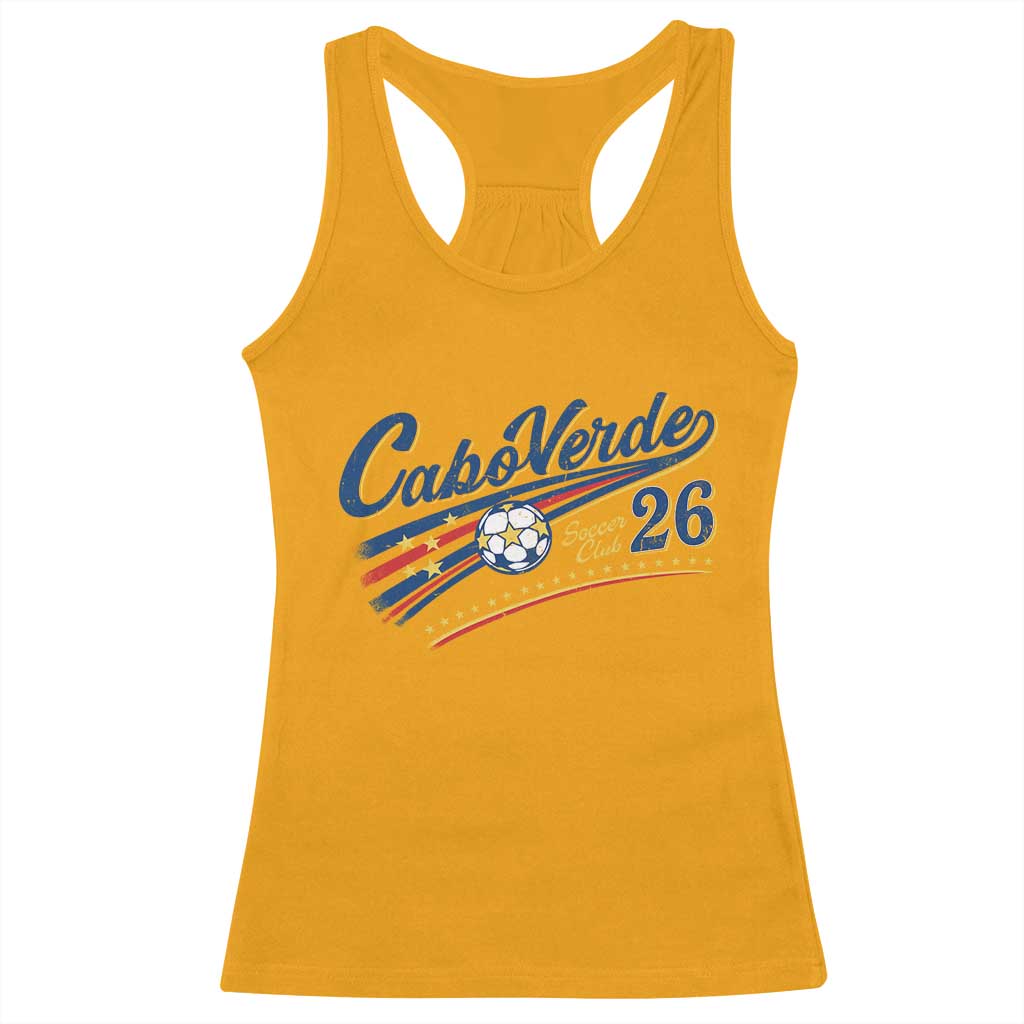 Cabo Verde Soccer Club 26 National Pride Racerback Tank Top Cape Verde Football Fans Retro Sporty Est. 2026 TS02 Gold Print Your Wear