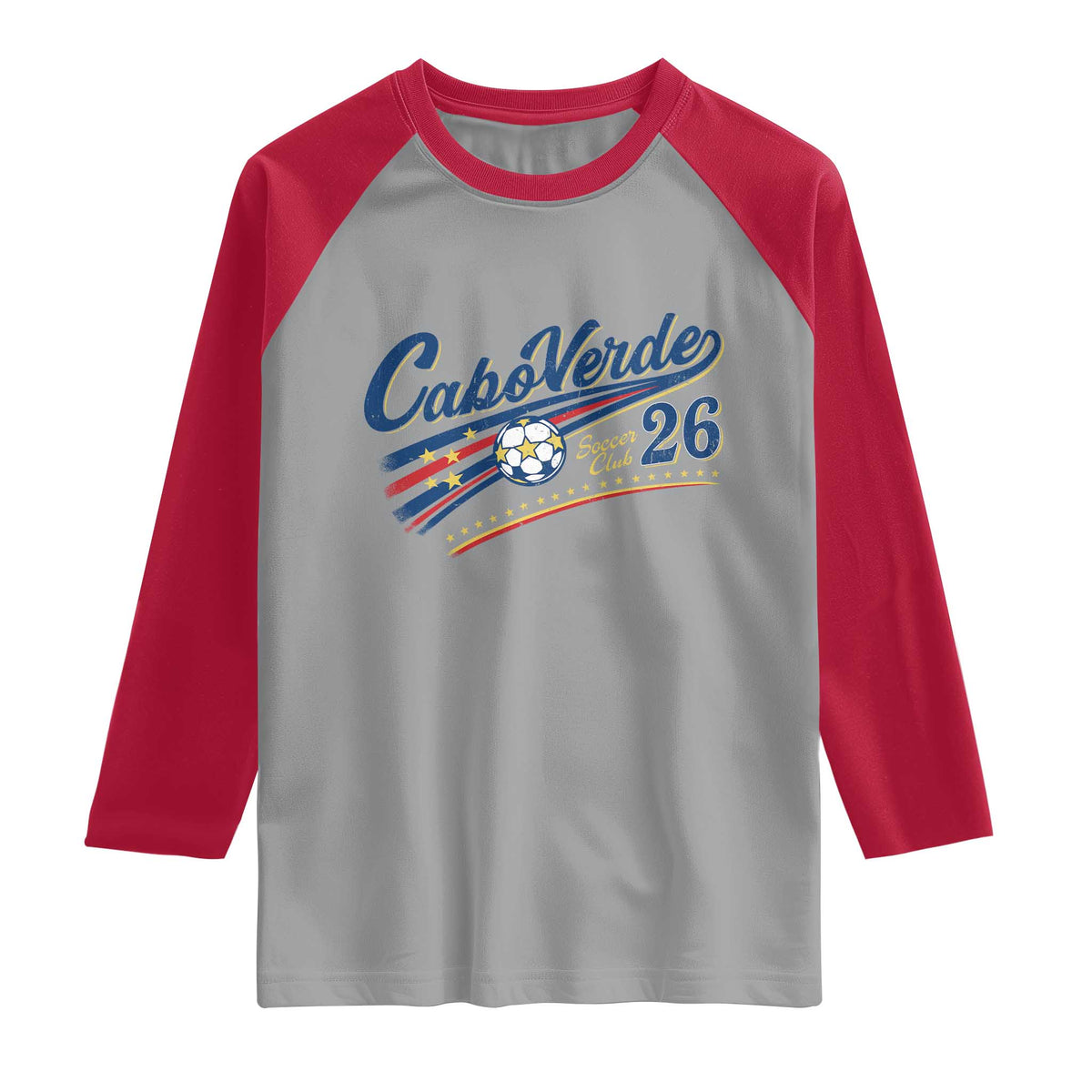 Cabo Verde Soccer Club 26 National Pride Raglan Shirt Cape Verde Football Fans Retro Sporty Est. 2026 TS02 Sport Gray Red Print Your Wear