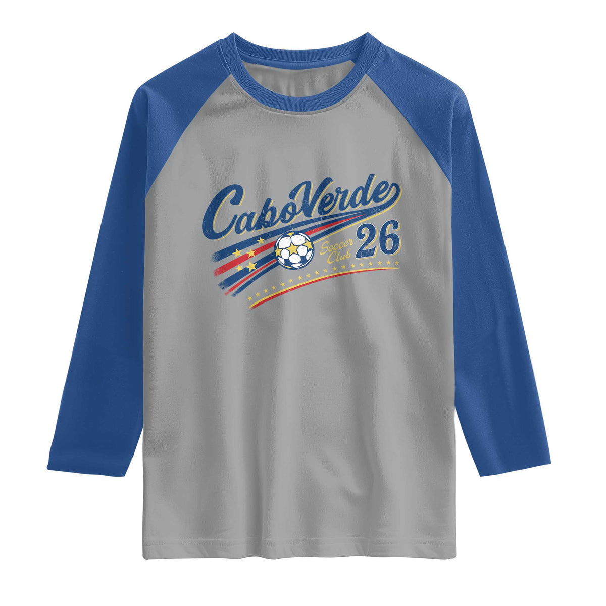 Cabo Verde Soccer Club 26 National Pride Raglan Shirt Cape Verde Football Fans Retro Sporty Est. 2026 TS02 Sport Gray Royal Print Your Wear