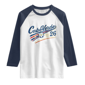 Cabo Verde Soccer Club 26 National Pride Raglan Shirt Cape Verde Football Fans Retro Sporty Est. 2026 TS02 White Navy Print Your Wear