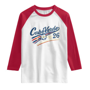 Cabo Verde Soccer Club 26 National Pride Raglan Shirt Cape Verde Football Fans Retro Sporty Est. 2026 TS02 White Red Print Your Wear