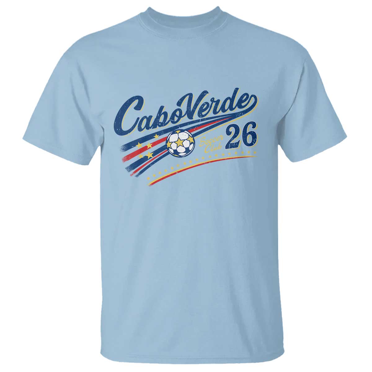 Cabo Verde Soccer Club 26 National Pride T Shirt Cape Verde Football Fans Retro Sporty Est. 2026 TS02 Light Blue Print Your Wear