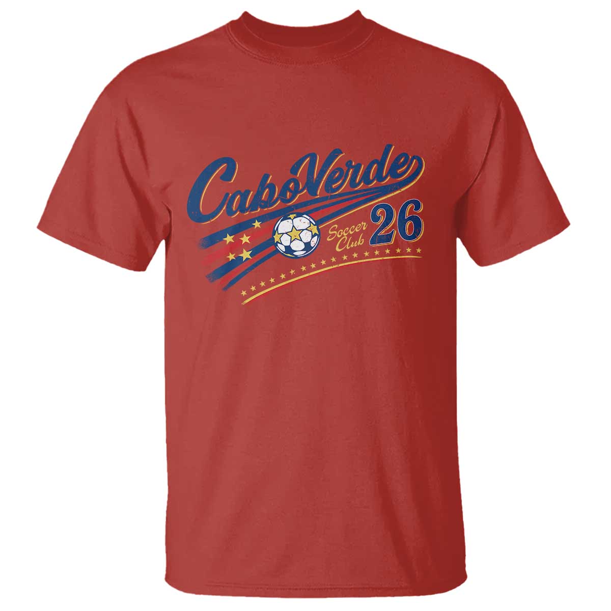 Cabo Verde Soccer Club 26 National Pride T Shirt Cape Verde Football Fans Retro Sporty Est. 2026 TS02 Red Print Your Wear