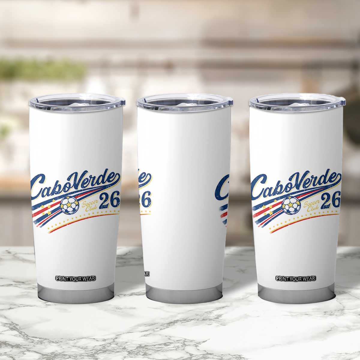 Cabo Verde Soccer Club 26 National Pride Tumbler Cup Cape Verde Football Fans Retro Sporty Est. 2026 TS02 Print Your Wear