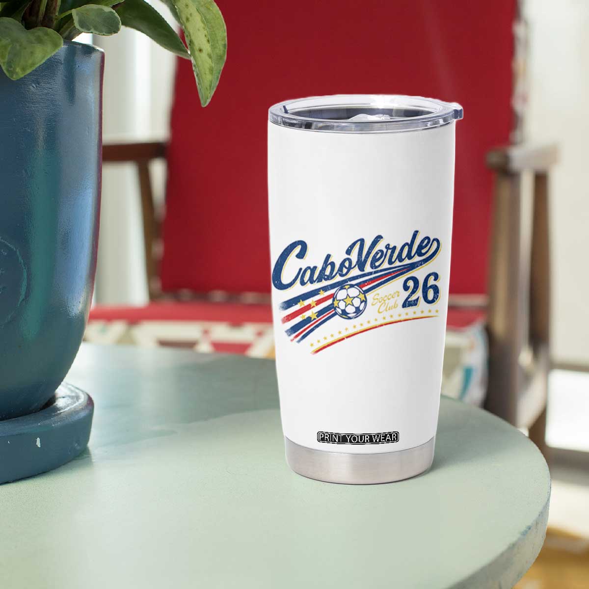 Cabo Verde Soccer Club 26 National Pride Tumbler Cup Cape Verde Football Fans Retro Sporty Est. 2026 TS02 Print Your Wear