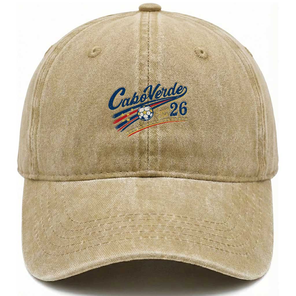 Cabo Verde Soccer Club 26 National Pride Washed Cotton Baseball Cap Cape Verde Football Fans Retro Sporty Est. 2026 TS02 Print Your Wear