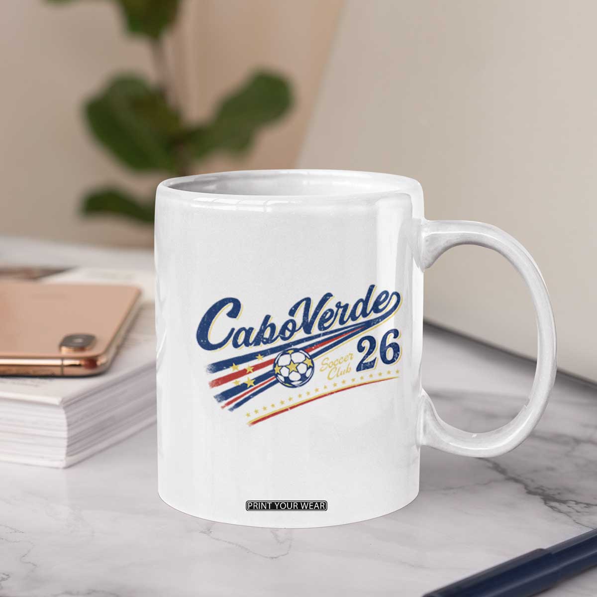 Cabo Verde Soccer Club 26 National Pride Coffee Mug Cape Verde Football Fans Retro Sporty Est. 2026 TS02 Print Your Wear