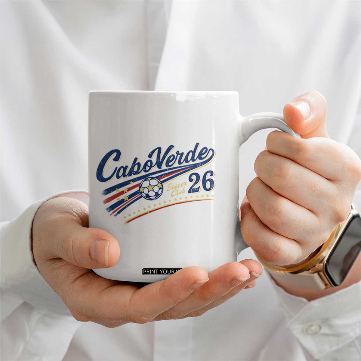 Cabo Verde Soccer Club 26 National Pride Coffee Mug Cape Verde Football Fans Retro Sporty Est. 2026 TS02 Print Your Wear