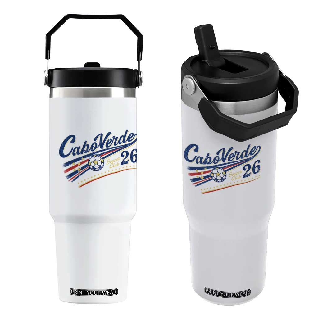 Cabo Verde Soccer Club 26 National Pride Flip Straw Tumbler Cape Verde Football Fans Retro Sporty Est. 2026 TS02 One Size: 30 oz White Print Your Wear
