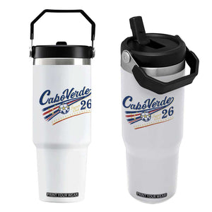 Cabo Verde Soccer Club 26 National Pride Flip Straw Tumbler Cape Verde Football Fans Retro Sporty Est. 2026 TS02 One Size: 30 oz White Print Your Wear