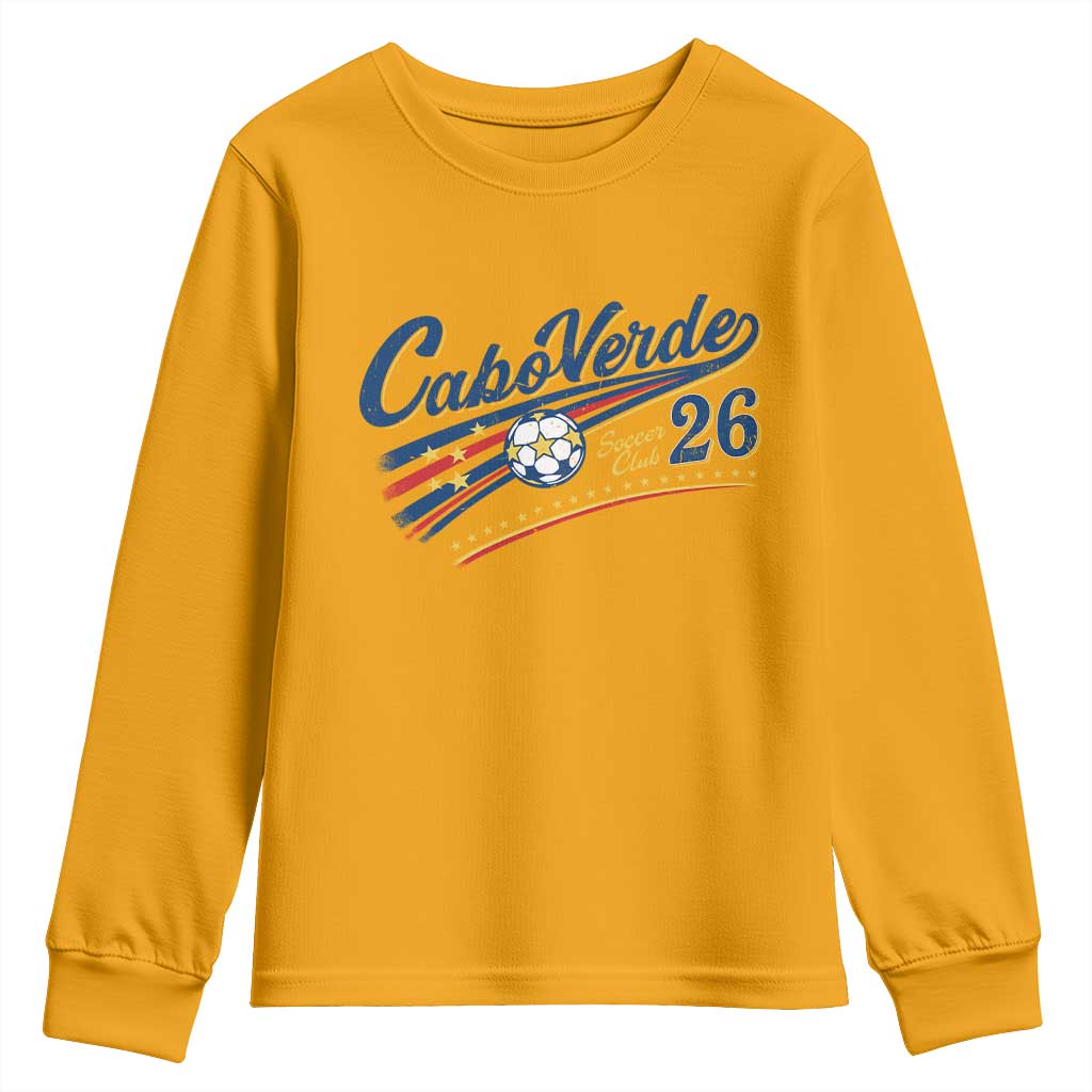 Cabo Verde Soccer Club 26 National Pride Youth Sweatshirt Cape Verde Football Fans Retro Sporty Est. 2026 TS02 Gold Print Your Wear