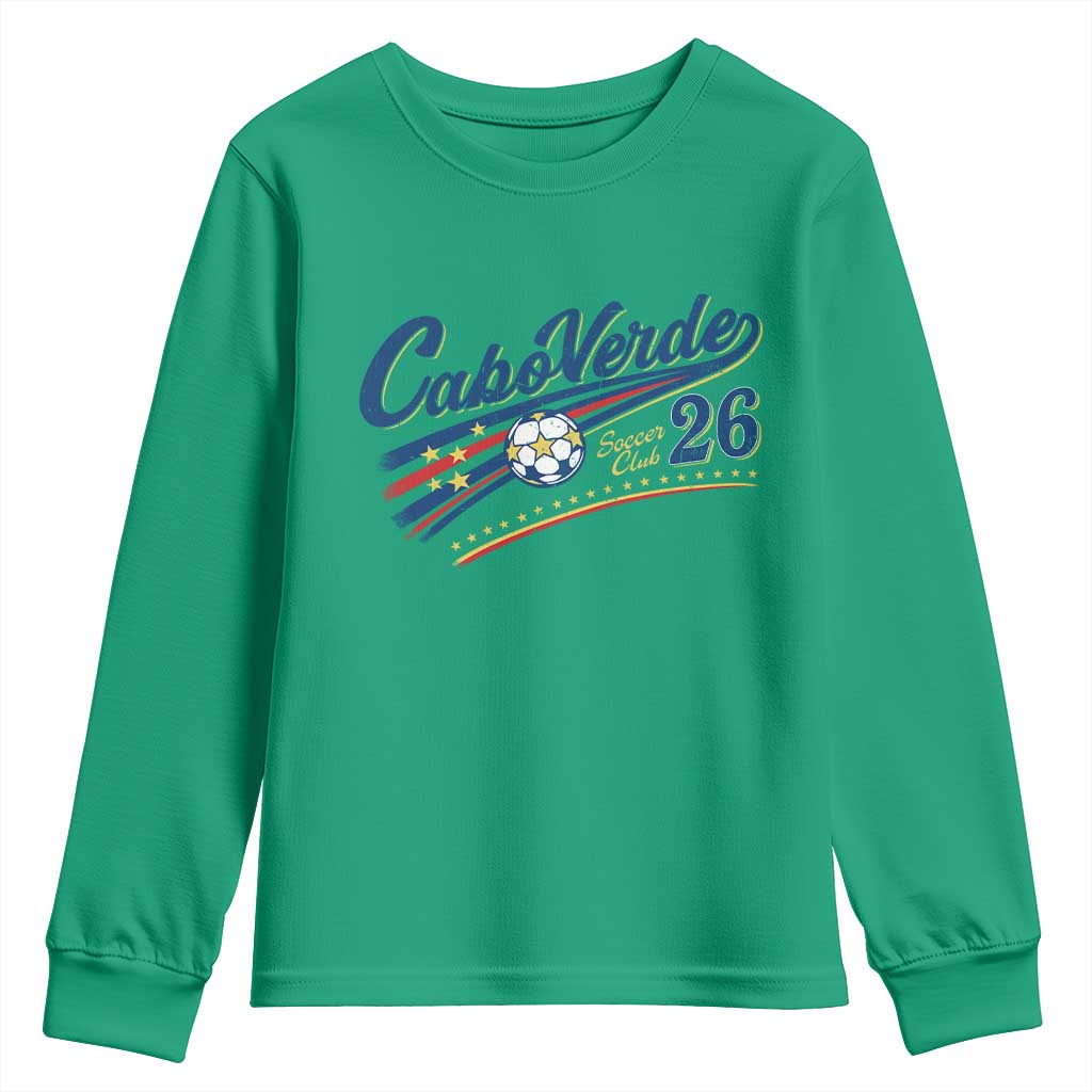 Cabo Verde Soccer Club 26 National Pride Youth Sweatshirt Cape Verde Football Fans Retro Sporty Est. 2026 TS02 Irish Green Print Your Wear