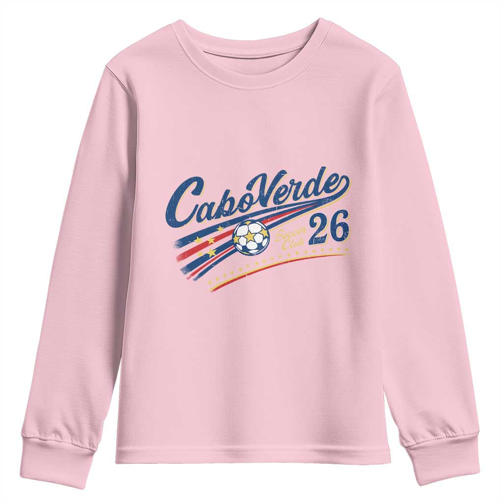 Cabo Verde Soccer Club 26 National Pride Youth Sweatshirt Cape Verde Football Fans Retro Sporty Est. 2026