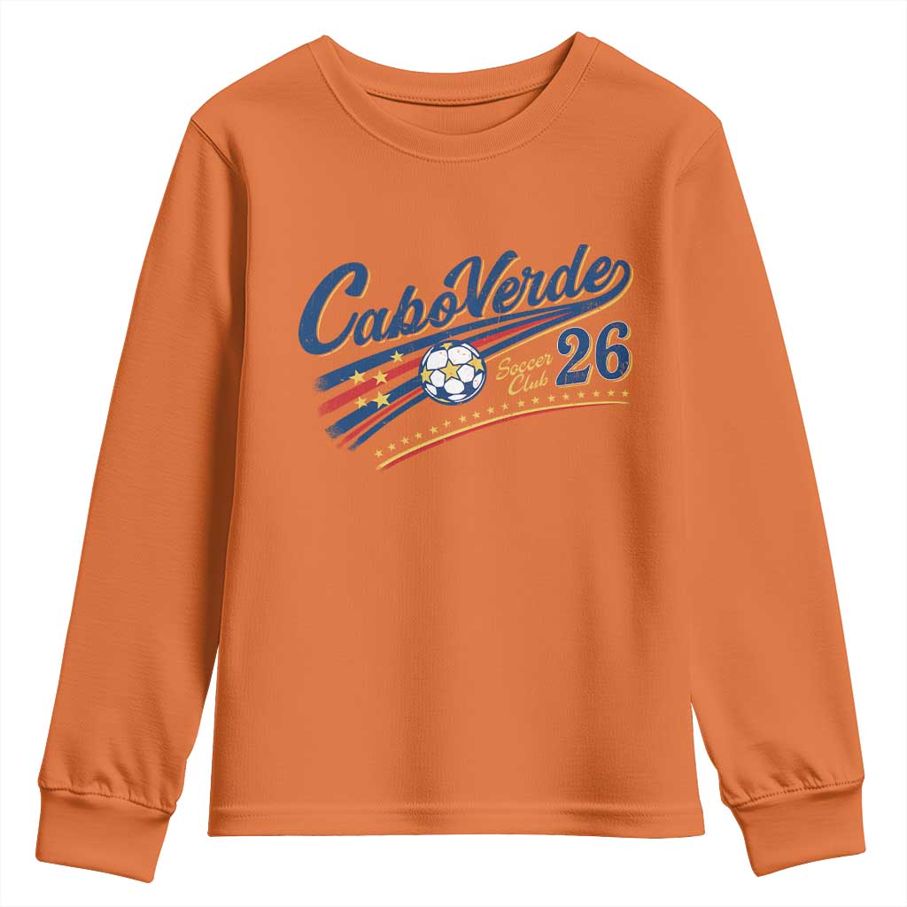 Cabo Verde Soccer Club 26 National Pride Youth Sweatshirt Cape Verde Football Fans Retro Sporty Est. 2026 TS02 Orange Print Your Wear