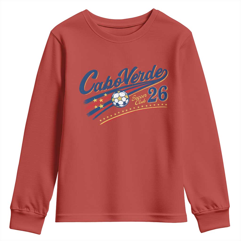 Cabo Verde Soccer Club 26 National Pride Youth Sweatshirt Cape Verde Football Fans Retro Sporty Est. 2026 TS02 Red Print Your Wear